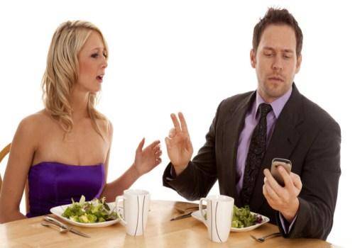 man checking phone