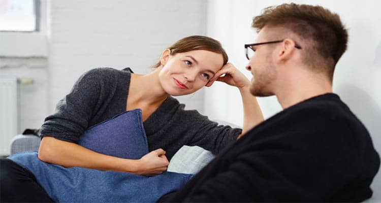 man talking lady listening