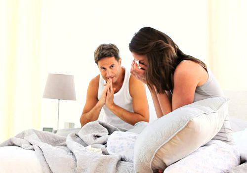 lady crying husband sympathize