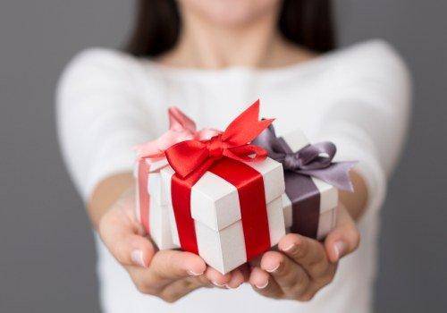 lady giving gifts to husband