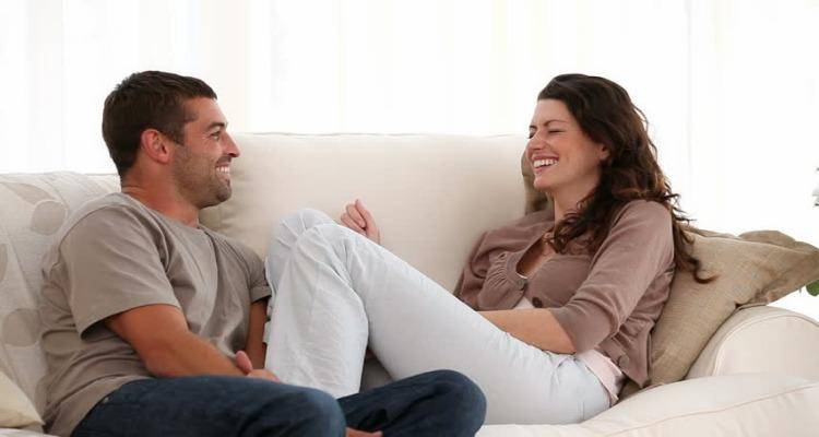 Happy couple talking