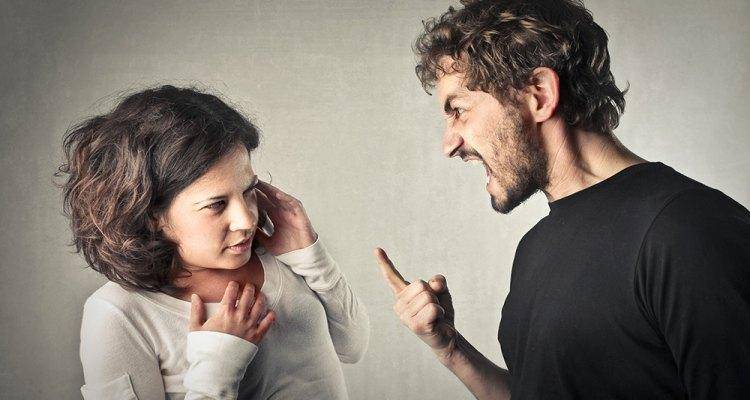 angry man on woman