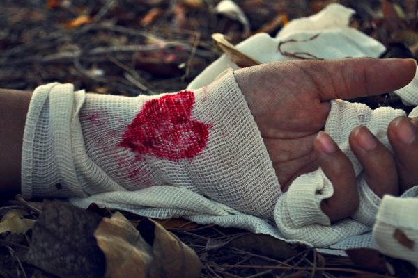man hand with heart