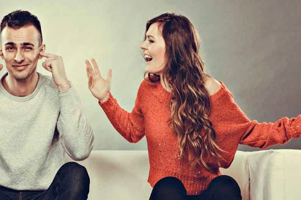 man not listening to wife