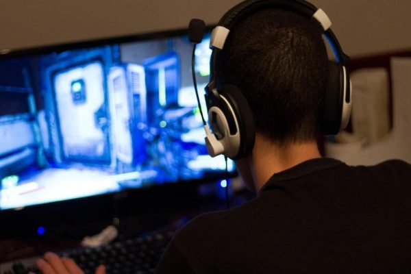 man on computer