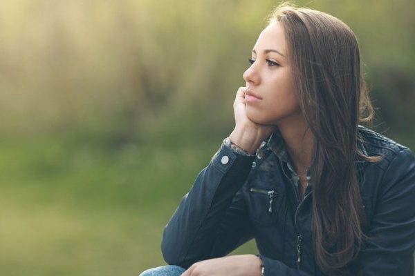 sad lady thinking