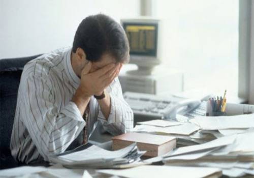 tired man in office