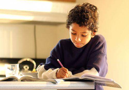 child studying