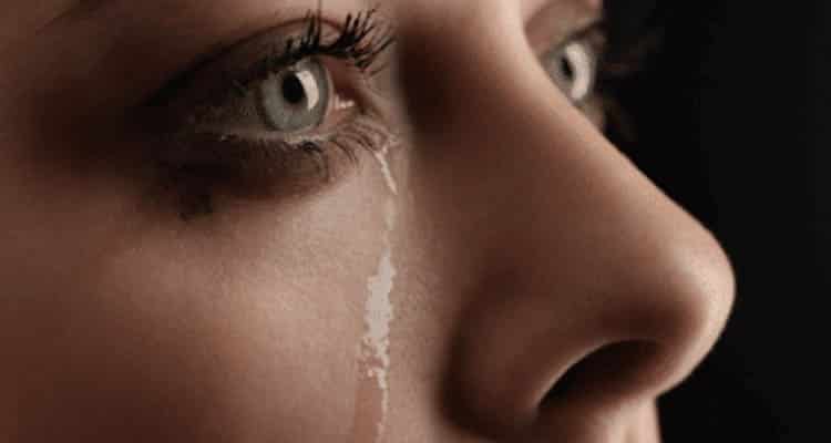 Woman with tears in her eyes