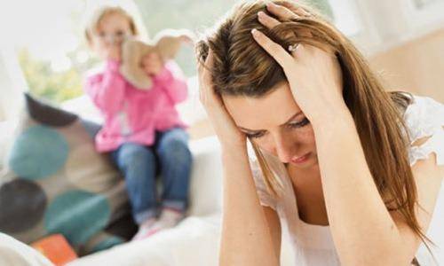 sad lady with child