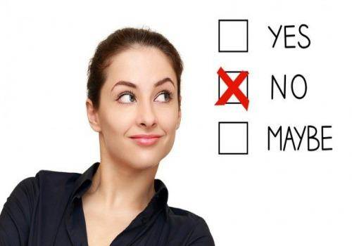 woman thinking about saying no