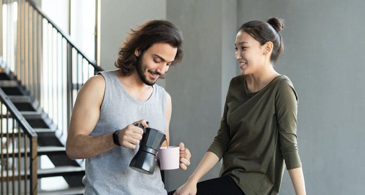 Happy couple talking