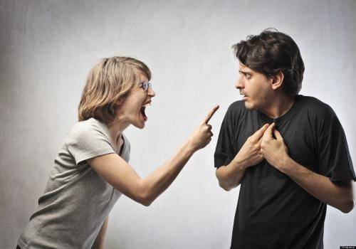 angry woman on man