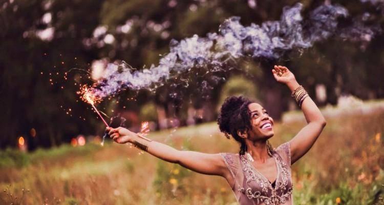 carefree happy woman