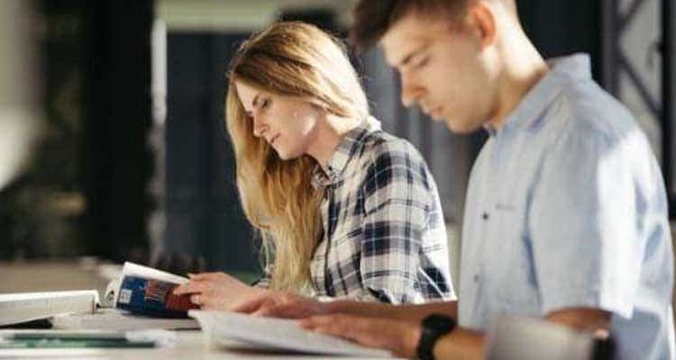 Couple studying