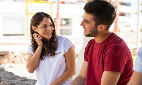 cute couple talking