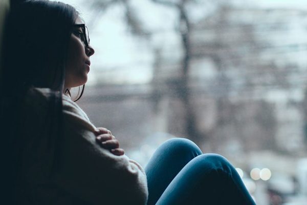 sad alone woman