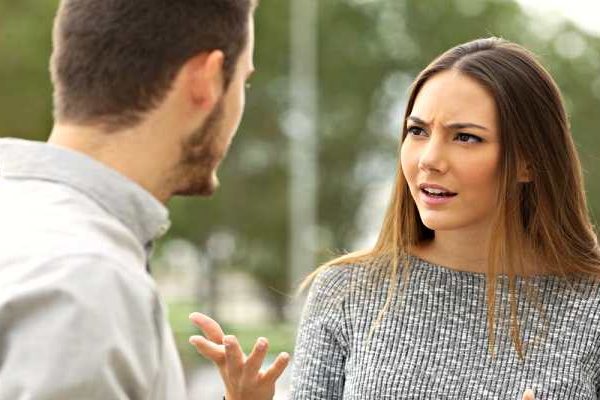 surprised woman with man