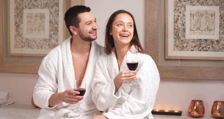 Couple having drinks together