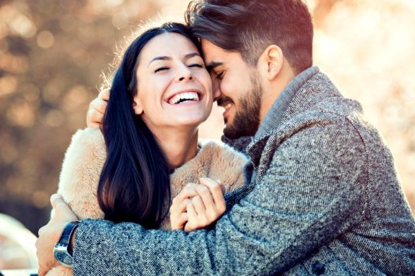 couple in deep love laughing together