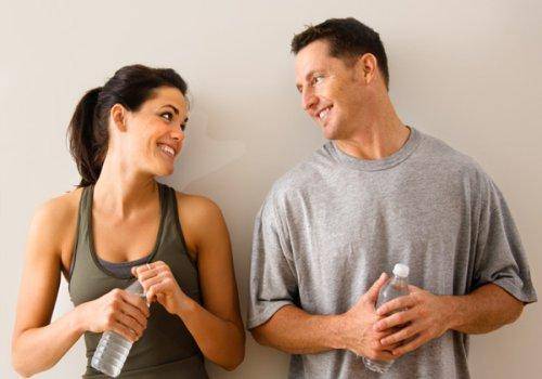 man and woman talking and laughing