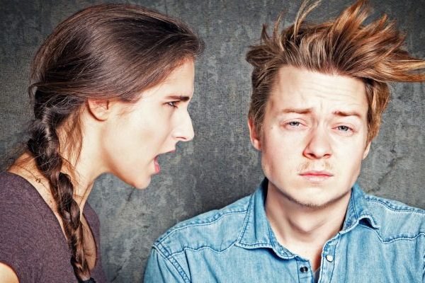 woman angry on man