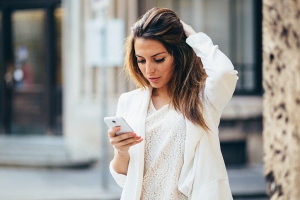 woman with phone