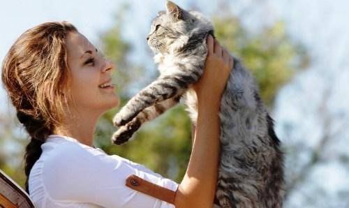 woman with cute cat