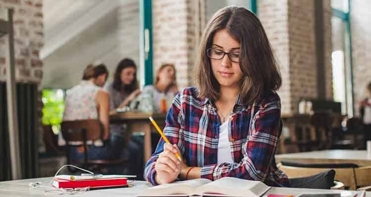 woman studying