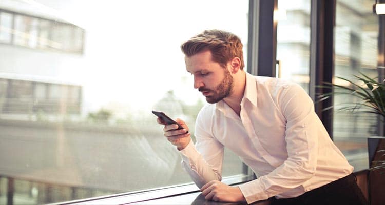 lady checking her phone