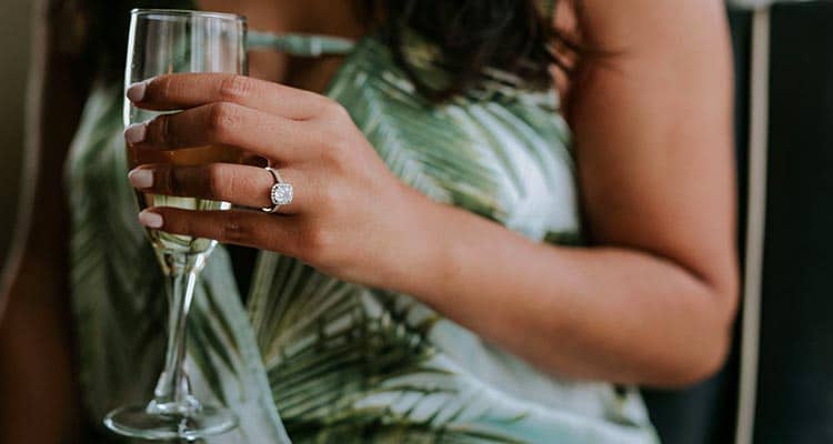 women with glass