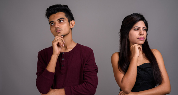young couple thinking