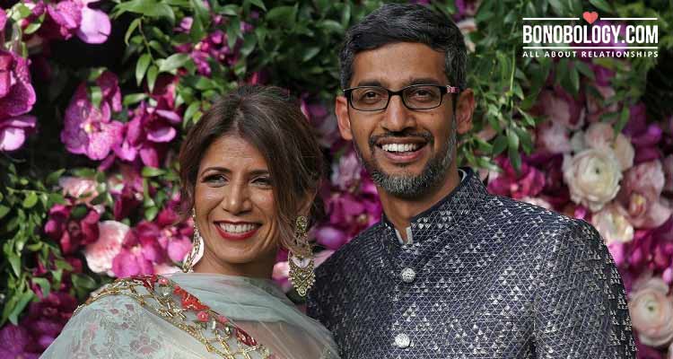 Sundar Pichai and his wife Anjali Pichai