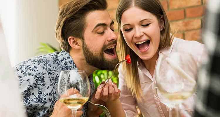 Couple enjoying food