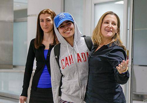 woman happy with friends