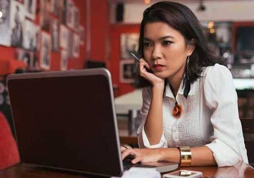 woman using laptop
