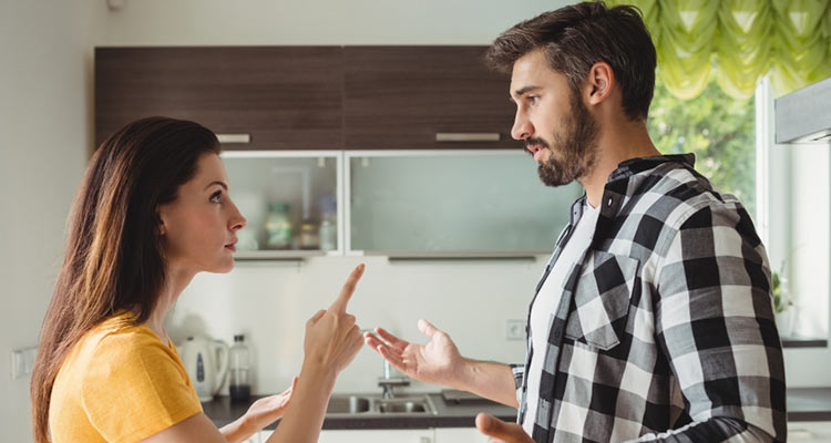 couple having argument kitchen
