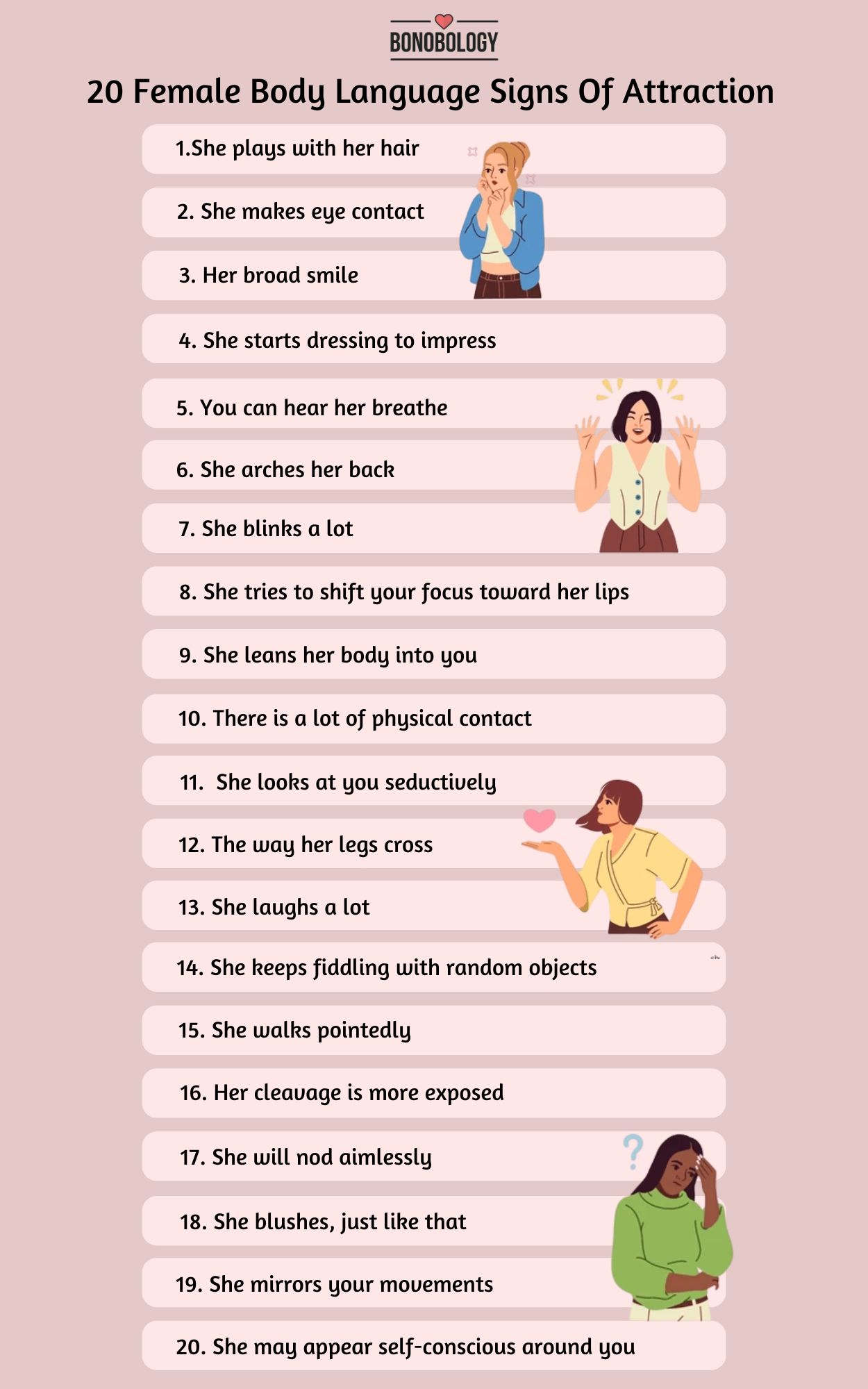 Twenty Female Body Language Signs Of Attraction