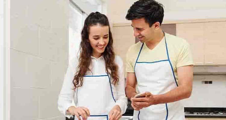 Couple cooking together