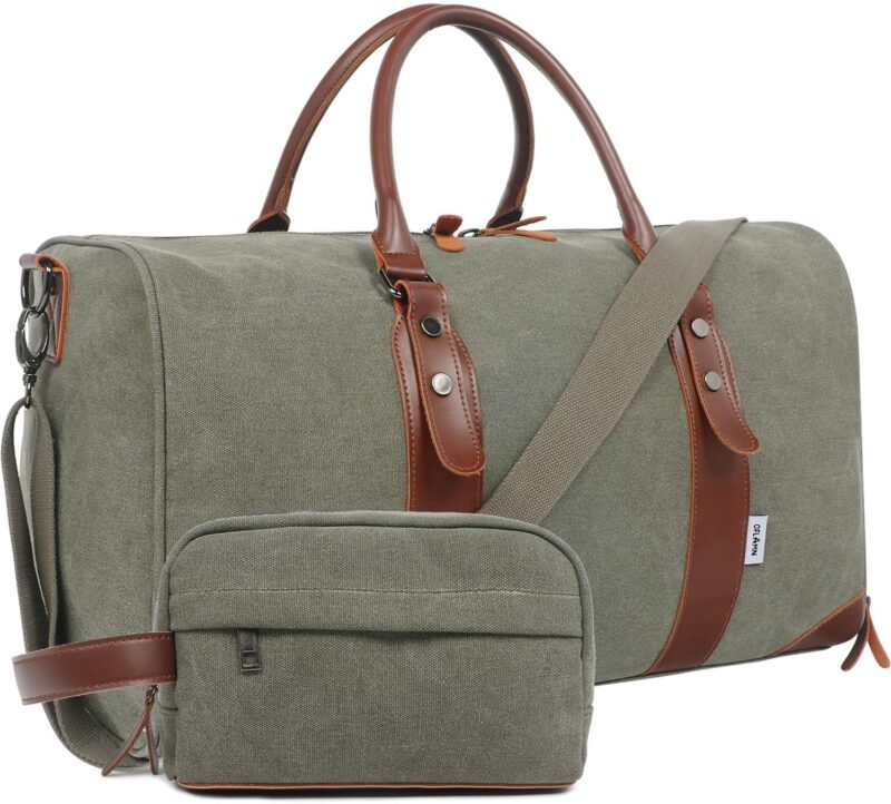 Oflamn Canvas Leather Weekender Bag