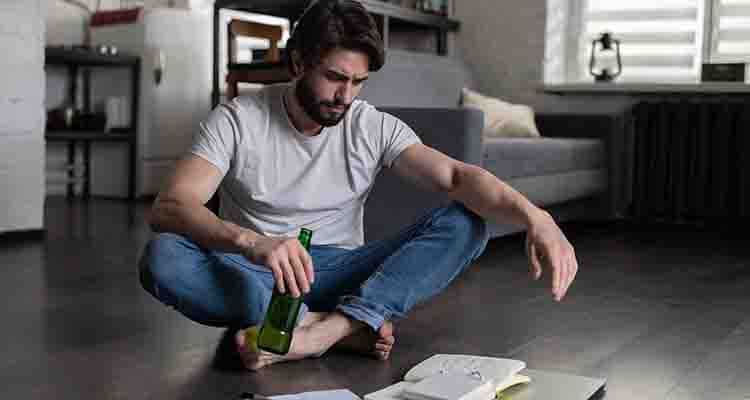man thinking in own