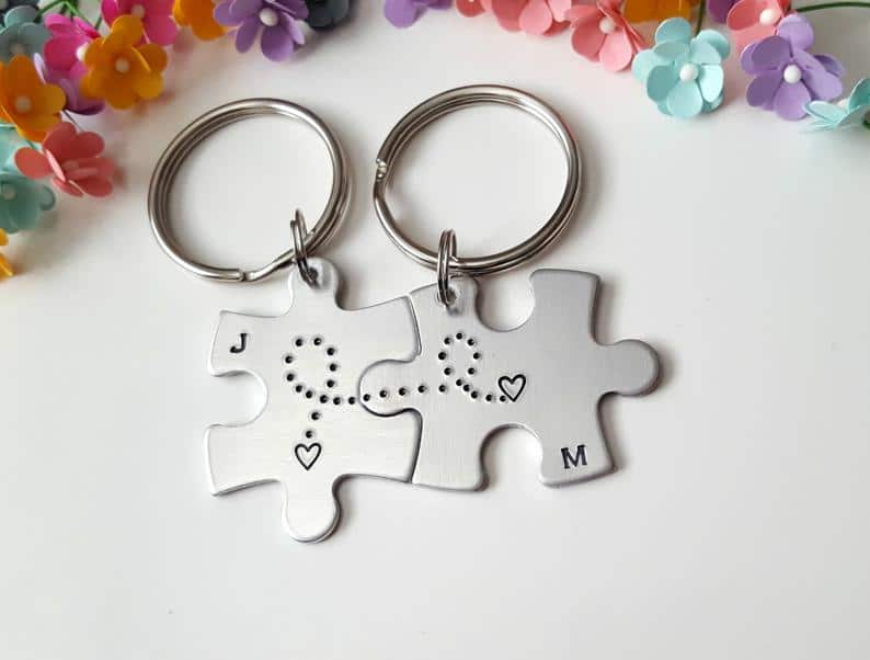 CaliGirlCustoms Jigsaw Puzzle Couple Key Chains