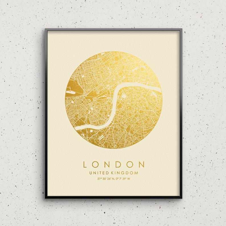 GoldenGraphy Foil Map Print