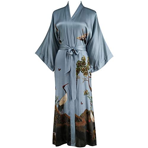 Ledamon Silk Kimono Long Robe 