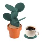 Buery Cactus Coasters with Flowerpot Holder 