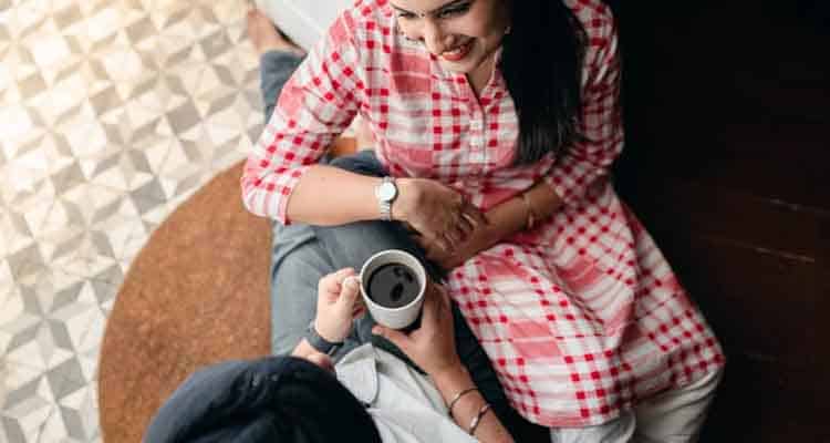 Couple enjoying coffee