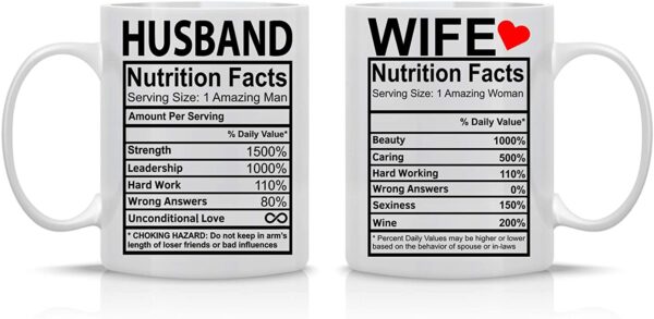 couples valentines day gifts - husband, wife mug