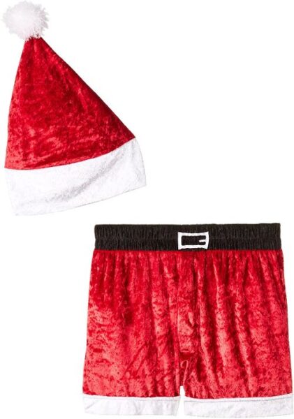 naughty stocking stuffer ideas - Holiday Boxers with Hat