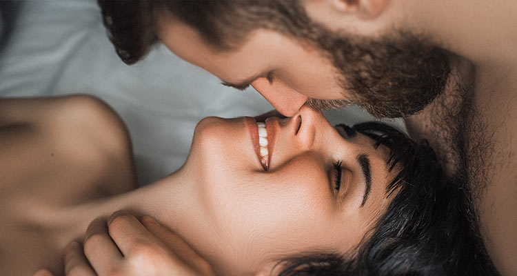 Romantic couple on bed