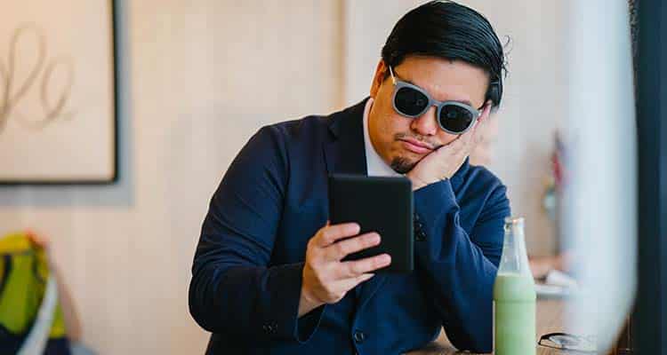 Man looking at table